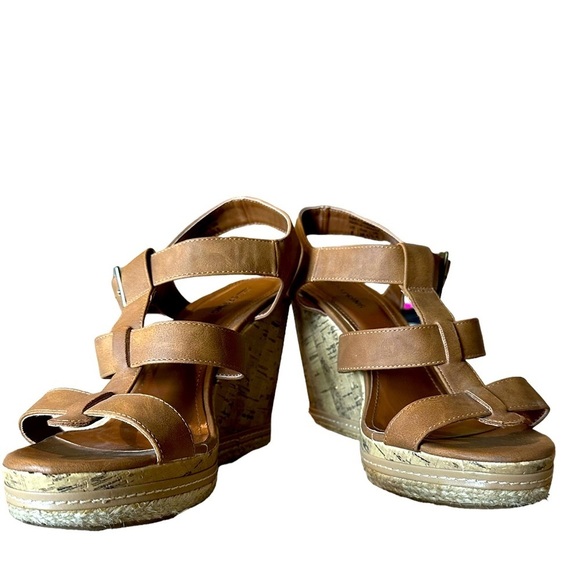 Call It Spring Shoes - Call it Spring Women Cognac Caramel Brown Wedge Heel Shoe Size 8